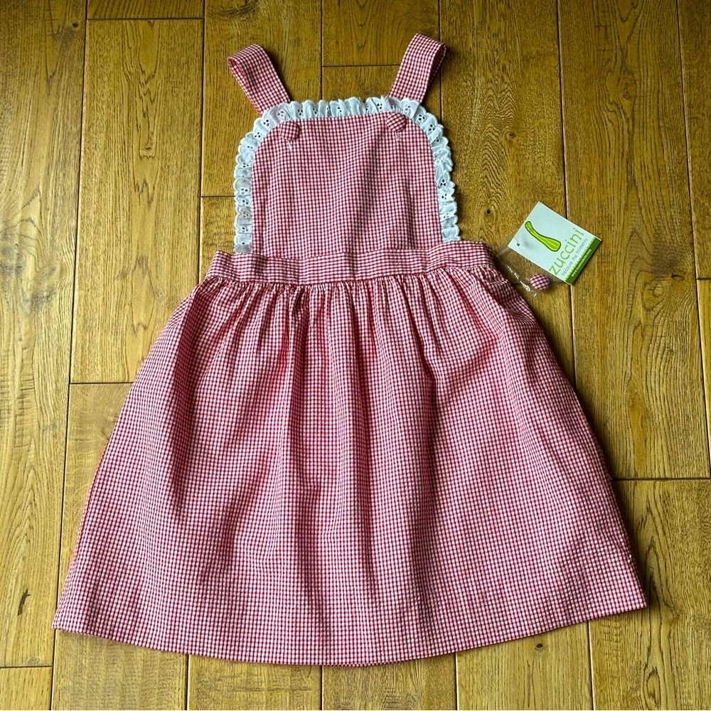 NEW Zuccini Kids Red Gingham Apron Dress size 6